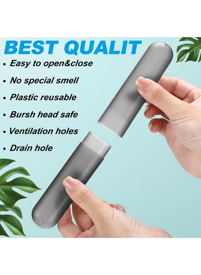 Sieral 90 Pack Travel Toothbrush Case Holder Bulk Breathable Portable Toothbrush Storage Plastic Toothbrush Container For Home Outdoor Traveling Trip Camping, 8 X 1.2 Inch (Gray)  - Image 3