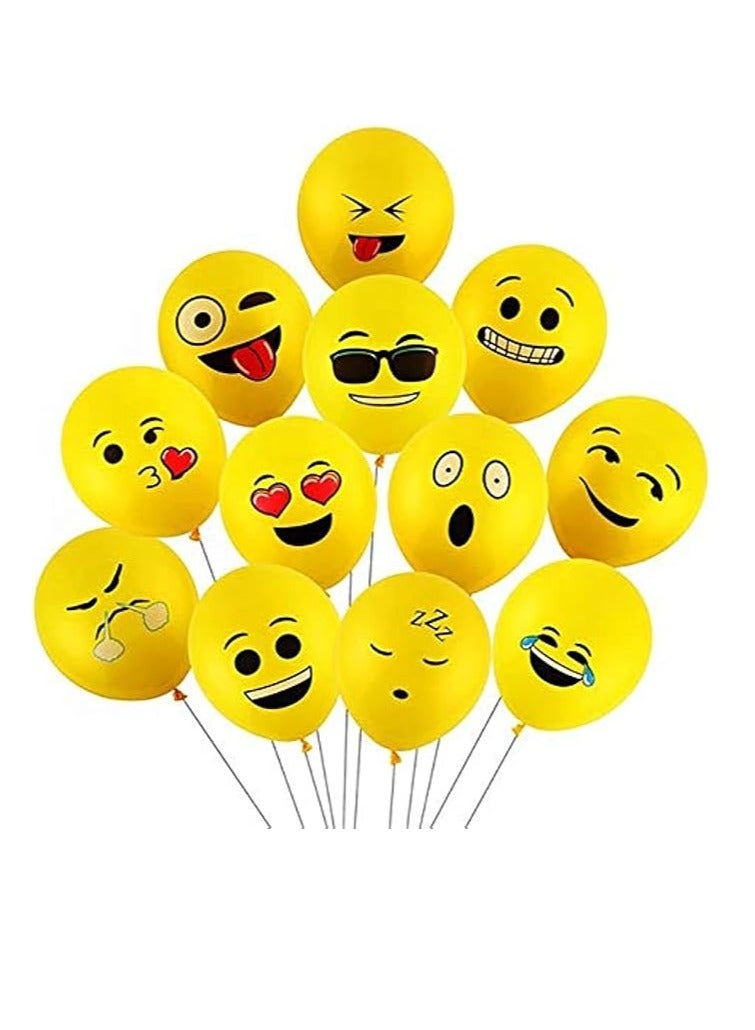 100 Pcs Smile Face Yellow Color Emoji Balloons, 12 Inches Giant Latex Balloons, For Party, Birthday, Holiday Decoration - Image 1