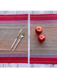 PIXEL HOME DECOR Pixel Home Decor New Jamakkalam Design Hand Woven Dining Tablemat Placemat 14 x 19 Carmine RED 4  - Image 2