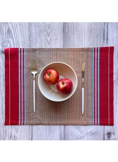 PIXEL HOME DECOR Pixel Home Decor New Jamakkalam Design Hand Woven Dining Tablemat Placemat 14 x 19 Carmine RED 4  - Image 3