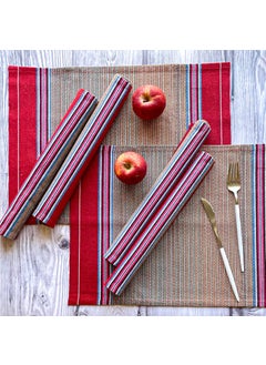 PIXEL HOME DECOR Pixel Home Decor New Jamakkalam Design Hand Woven Dining Tablemat Placemat 14 x 19 Carmine RED 4  - Image 1