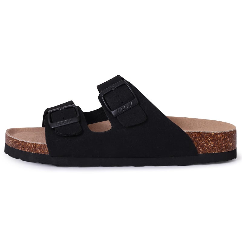 ODOLY Unisex Cork Footbed Slide Sandal, Arch Support Summer Outdoor Sandals with Adjustable Buckle for Women and Men, Black 36 (5-6 Women/4-4.5 Men) - Image 3