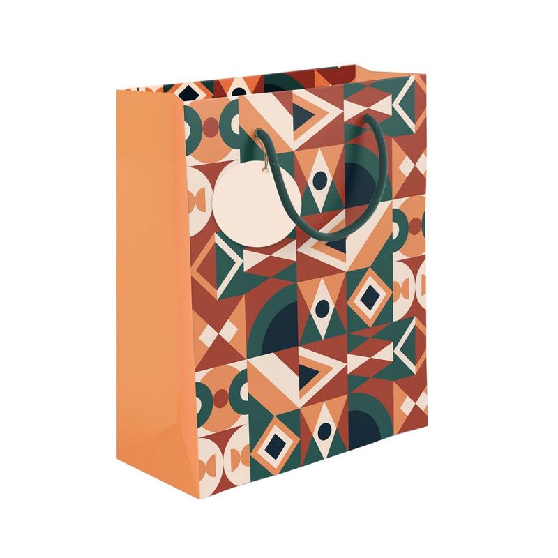 PaperPep PaperPep Orange Abstract Pattern Print 7"X4"X9" Gifting Paper Bag| Ideal for Return Gifts, Presents, Weddings, Birthday, Holiday Presents, Celebrations | Pack of 6 - Image 1