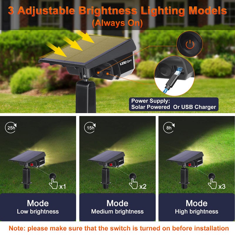 LEREKAM 40 LEDs Spotlights,IP65 Waterproof Solar Powered Landscape Spotlights 2-in-1 Wall Light, Outdoor Landscaping Lights Auto On/Off for Yard Garden 2Pack Warm-White - Image 4