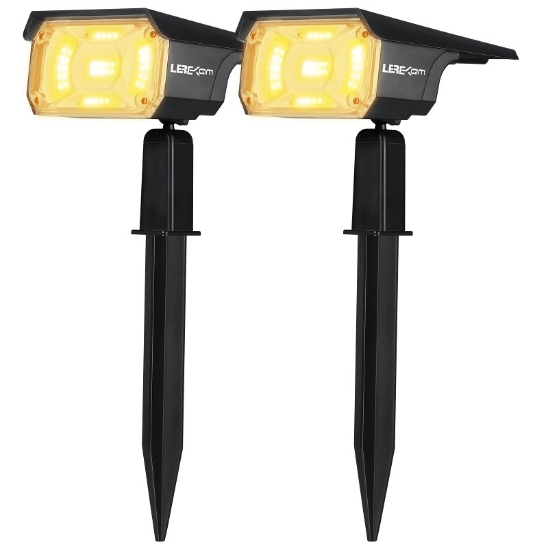 LEREKAM 40 LEDs Spotlights,IP65 Waterproof Solar Powered Landscape Spotlights 2-in-1 Wall Light, Outdoor Landscaping Lights Auto On/Off for Yard Garden 2Pack Warm-White - Image 1