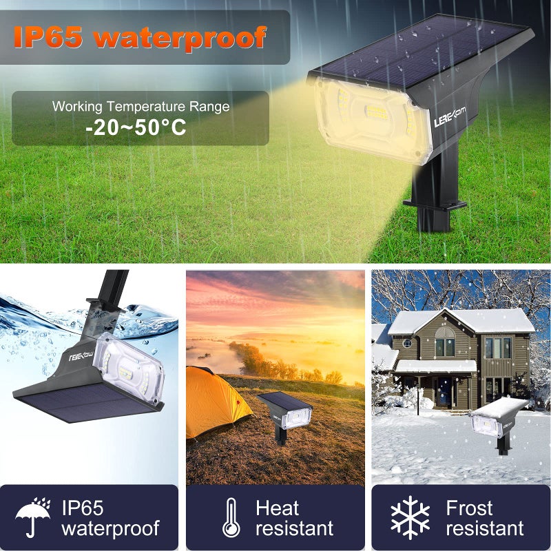 LEREKAM 40 LEDs Spotlights,IP65 Waterproof Solar Powered Landscape Spotlights 2-in-1 Wall Light, Outdoor Landscaping Lights Auto On/Off for Yard Garden 2Pack Warm-White - Image 2