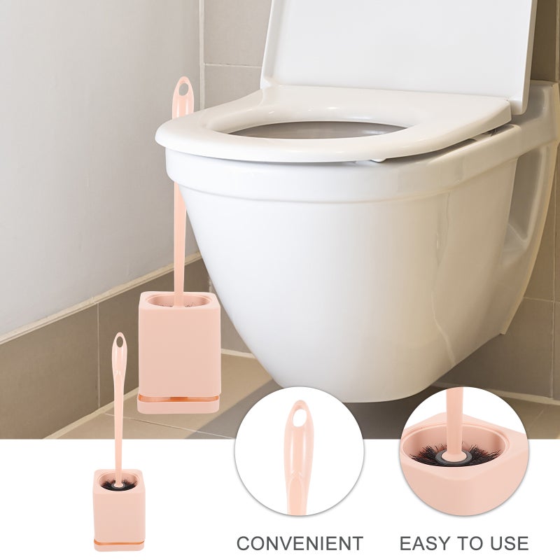 🚽 فرشاة حمام بمقبض طويل مع قاعدة فرشاة ناعمة للمجاري تنظيف المنزل الحمام فندق لون أخضر - Image 4