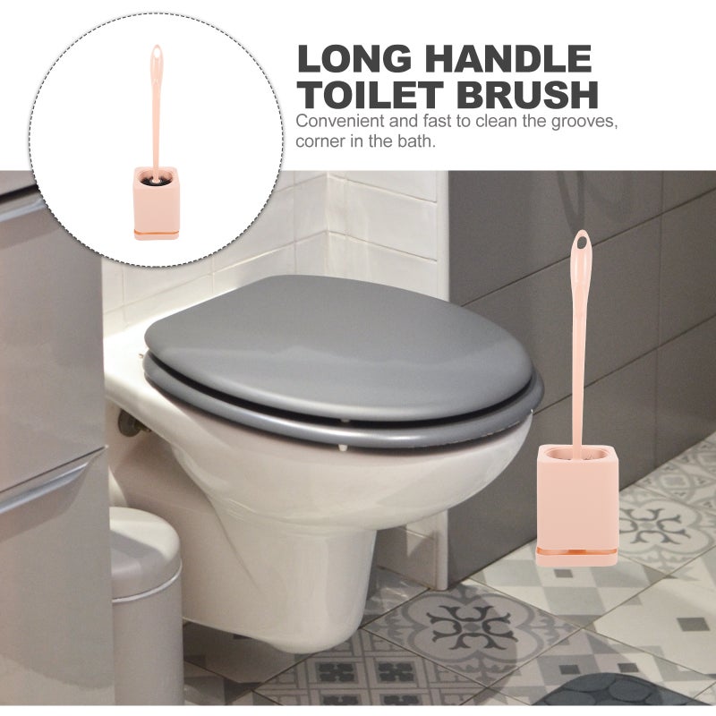 🚽 فرشاة حمام بمقبض طويل مع قاعدة فرشاة ناعمة للمجاري تنظيف المنزل الحمام فندق لون أخضر - Image 2
