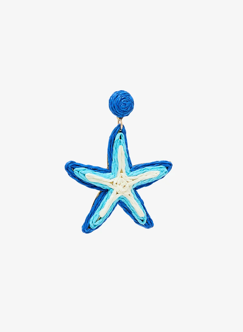 جينجر Blue Starfish Shaped Statement Earrings