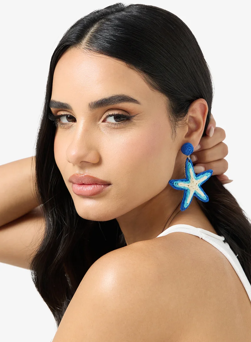 Ginger Blue Starfish Shaped Statement Earrings
