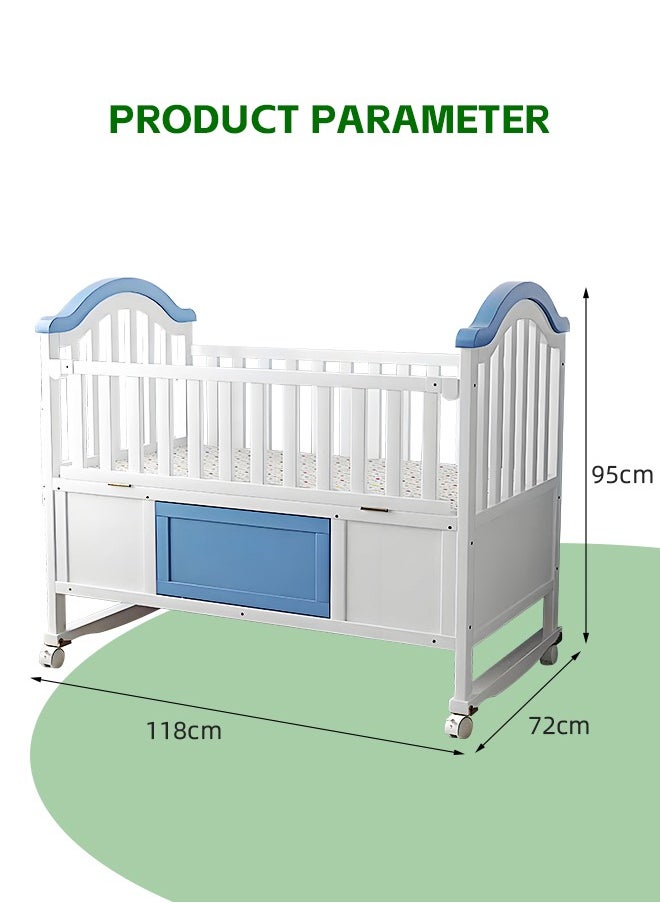 Soft Touch - Baby Cot Baby Crib with Storage Solid Wood Toddler Bed Suitable for Newborns and Infants 118x72x92CM - Image 1
