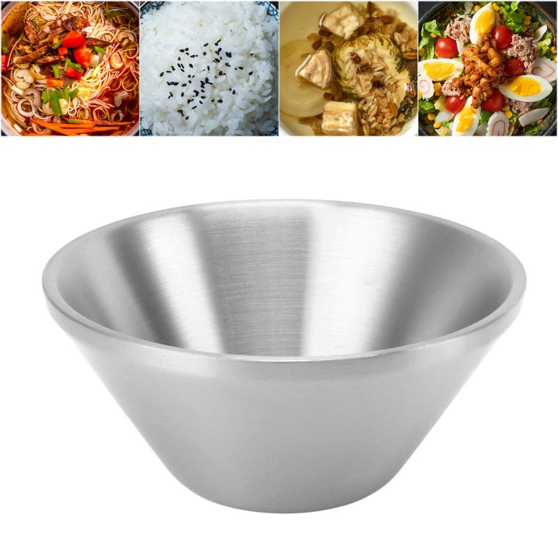 Salad Bowl 304 Stainless Steel Double Layer Round - Temperature Retention Stylish Bowl for Home Dining Individual Meals Gatherings - Image 1