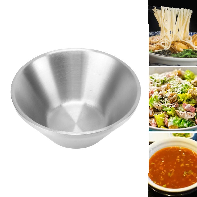 Salad Bowl 304 Stainless Steel Double Layer Round - Temperature Retention Stylish Bowl for Home Dining Individual Meals Gatherings - Image 4
