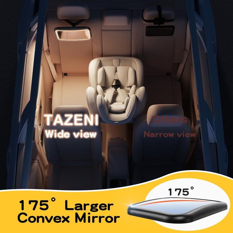 TAZENI Baby Car Mirror With Light for Baby Rechargeable 2000mA Baby Mirror for Car Seat Rear Facing Hook Clip Design Car Seat Mirror for Baby Rear Facing Crystal Clear ShatterProof With Remote 10ft Cable - Image 5