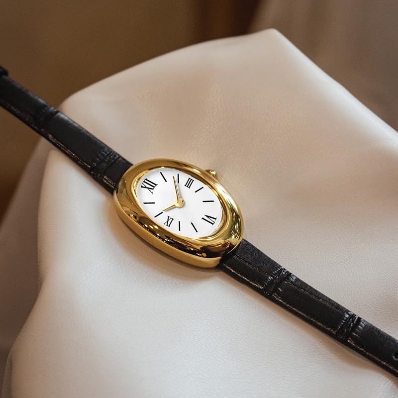 MASTOP Bracelet Watch for Women - Elegant 24mm Oval Dial Bangle Watch - Gold Jewelry Style Quartz Wristwatch - Gift for Her (Black B) - Image 5