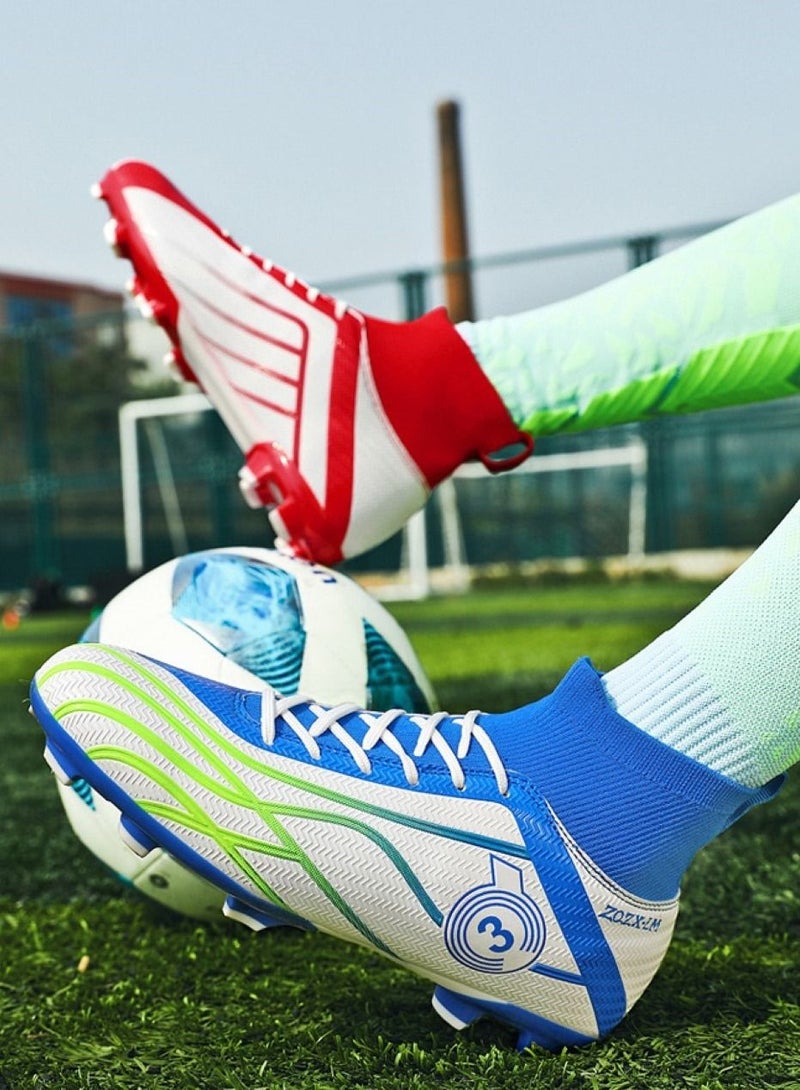 Loquat High-Top Cleats Competition Sports Football Shoes Red/Blue  - Image 2