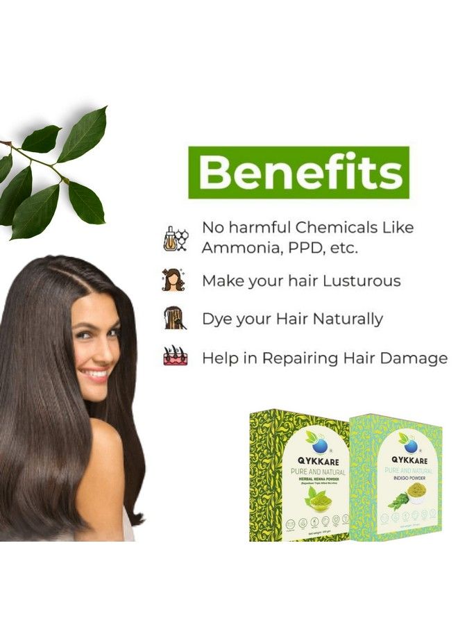 QYKKARE Indigo And Herbal Henna Powder For Black Hair (Pack Of 2) 100Gm X 2 = 200 Gm - Image 4