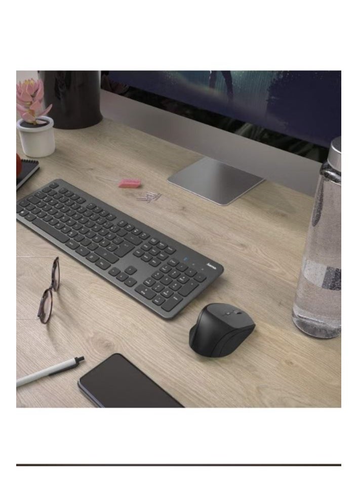 Hama - Hama KMW-700 Gulf Wireless Keyboard and Mouse Set – Ergonomic Design, Plug & Play, Long Battery Life – Black - Image 1