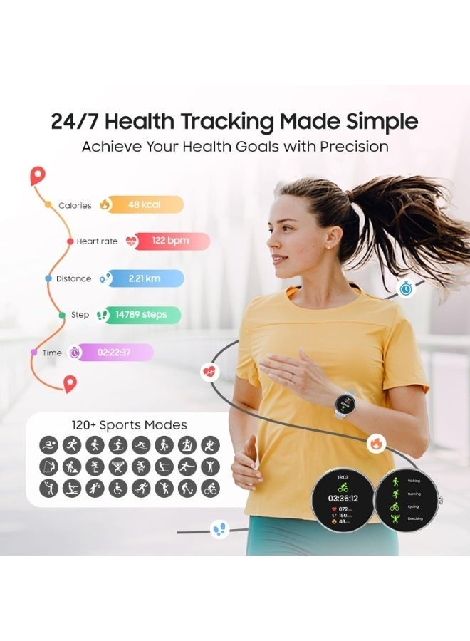 Selena Women's Smartwatch | 1.27" AMOLED Display | Slim Design | IP67 | Bluetooth Calling | Heart Rate & SpO2 | Workout Detection |1 Week Battery | English & Arabic- Silver Metal Frame & Strap - Image 4