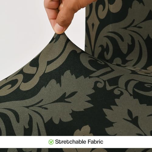 Yellow Weaves Elastic Stretchable Dining Chair Cover, Removable Washable Elastic Floral Printed Dining Chair Covers (Set of 6, Floral Brown) - Image 4