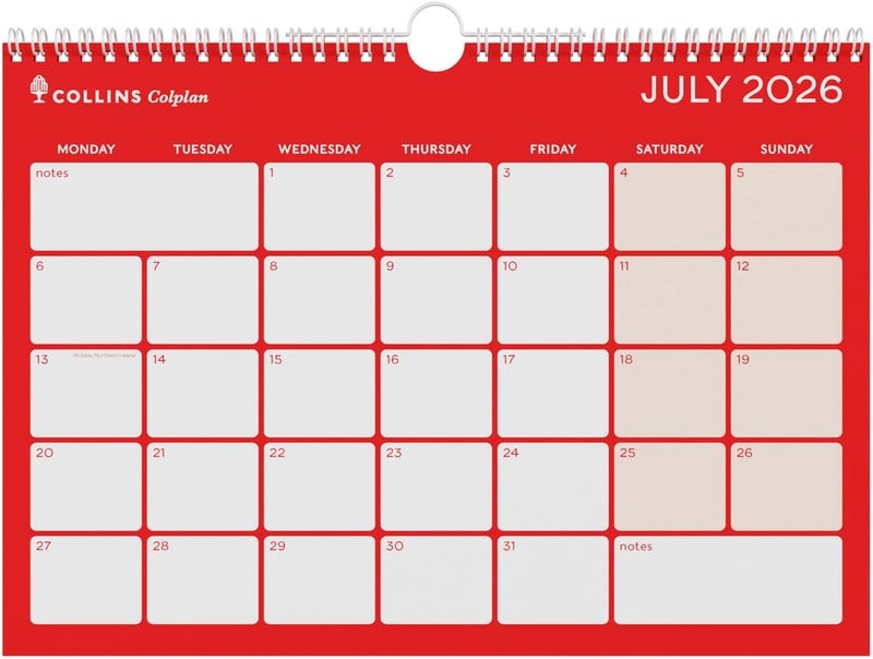 Collins 2026-2027 Mid/Academic Year A4 Monthly View Wall Planner - Collins Debden Colplan Range (CMCA4M-2627) - Image 1