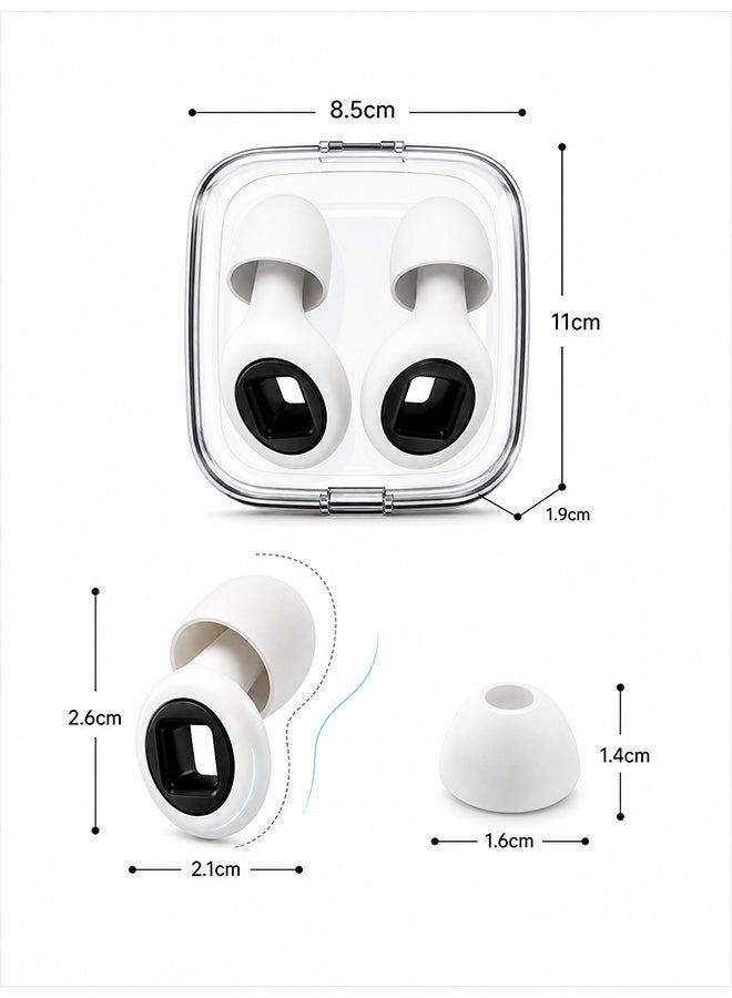 MXN Reusable Noise Reduction Ear Plugs with Replaceable Ear Tips & Storage Box - Sleeping Noise Reduction Ear Plug - Portable Silent Ear Plugs for Night Sleep, Focused Study, Office Work, Commute Travel and Noise Environment Relief (White) - Image 2