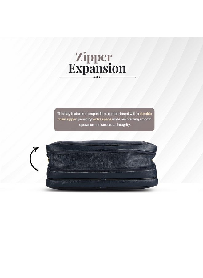 HAMMONDS FLYCATCHER Genuine Leather Office Bag for Men, 15.6" Professional Leather Laptop Bag for Men for Office, Travel, Daily Use, Adjustable Strap & Multi Compartments - 1 Year Warranty - Blue - Image 5