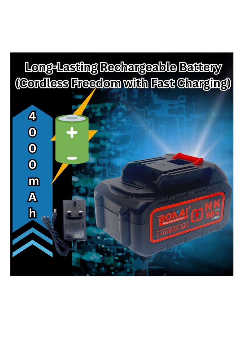 BONAI BONAI Cordless Electric Drill 88VF, Brushless Drill Driver with Battery & Charger, 2-Speed, 13mm Chuck, High Torque Power Tool Kit for Wood, Metal, Plastic, Furniture, and Home Projects  - Image 3