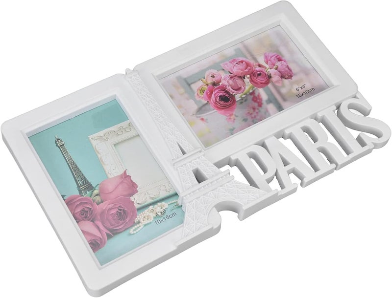 Exquisite 2 Hole Wedding Picture Frame with Small Stand, Pack of 2 Plastic Photo Frames for Home Decor - Image 1