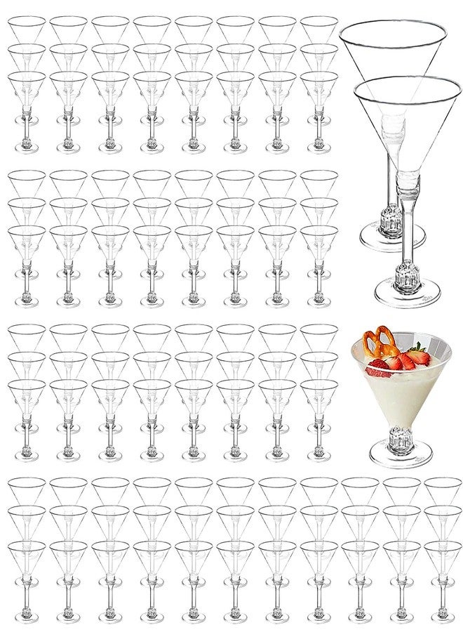 TANEMUDO 108 Pcs Plastic Martini Glasses, 5 oz Tall Cocktail Glasses, Disposable Mini Plastic Martini Cups for Margarita, Wine, Champagne, Appetizers, Dessert, Wedding, Party, and Bar Events - Image 1