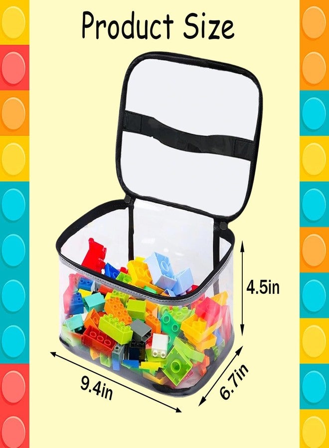 Hapforever 4 Packs Clear Toy Storage Bags with Zipper, 9.4 x 6.7 x 4.5 Inch Transparent PVC Toy Organizing Bags Waterproof Toy Storage Organizer Pouch for Board Games, Building Blocks (Black) - Image 3