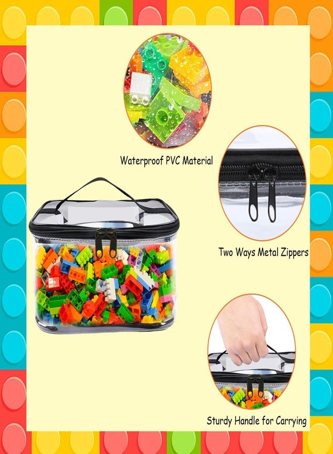 Hapforever 4 Packs Clear Toy Storage Bags with Zipper, 9.4 x 6.7 x 4.5 Inch Transparent PVC Toy Organizing Bags Waterproof Toy Storage Organizer Pouch for Board Games, Building Blocks (Black) - Image 4