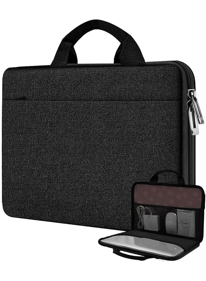 Laptop Case 13.3-14 inch Briefcase Handbag, Water-Resistant and Shockproof Computer Sleeve Compatible with MacBook Pro 14", Mac Air/Pro 13.3" and 13"-14" Notebooks Chromebooks,Black