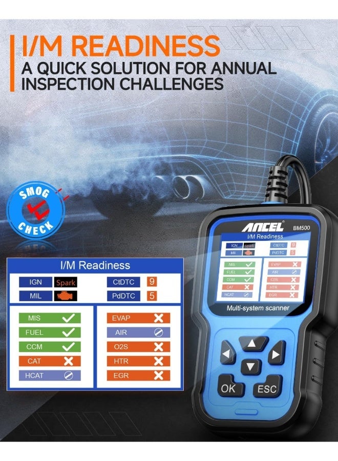 Ancel BM500 Battery Registration Tool Fits for BMW Mini - All Systems OBD2 Scanner with Engine, ABS, SRS, ESP, SAS System Diagnosis, Car Code Reader for CBS, EPB, ETC, BMS, PCM, Oil Reset - Image 4