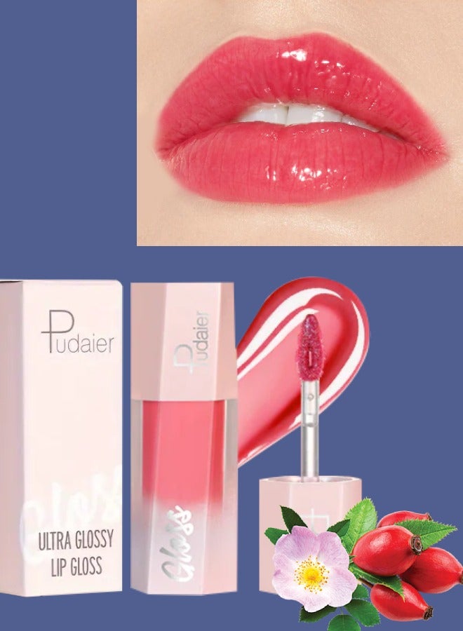 pudaier لمعان شفاه فائق اللمعان زيت شفاه ماتي لامع أحمر شفاه سائل لامع لامع لامع | لمسة نهائية لامعة صبغة شفاه عالية الصبغة تدوم طويلاً مكياج 08 - Image 1