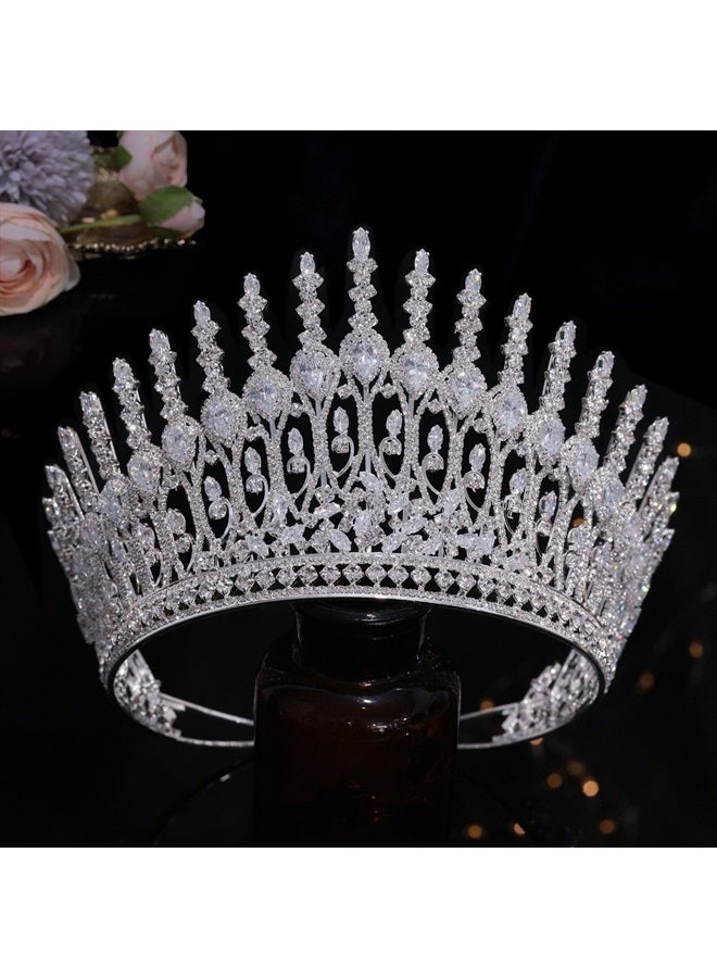 Aoligrace Luxury Tall Wedding Crowns for Bride 5A Cubic Zirconia Arabic Dubai Sweet 16 Tiara Crystal Birthday Party Headpiece - Image 1