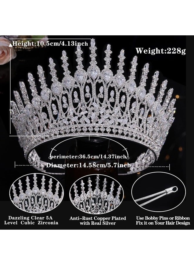 Aoligrace Luxury Tall Wedding Crowns for Bride 5A Cubic Zirconia Arabic Dubai Sweet 16 Tiara Crystal Birthday Party Headpiece - Image 4