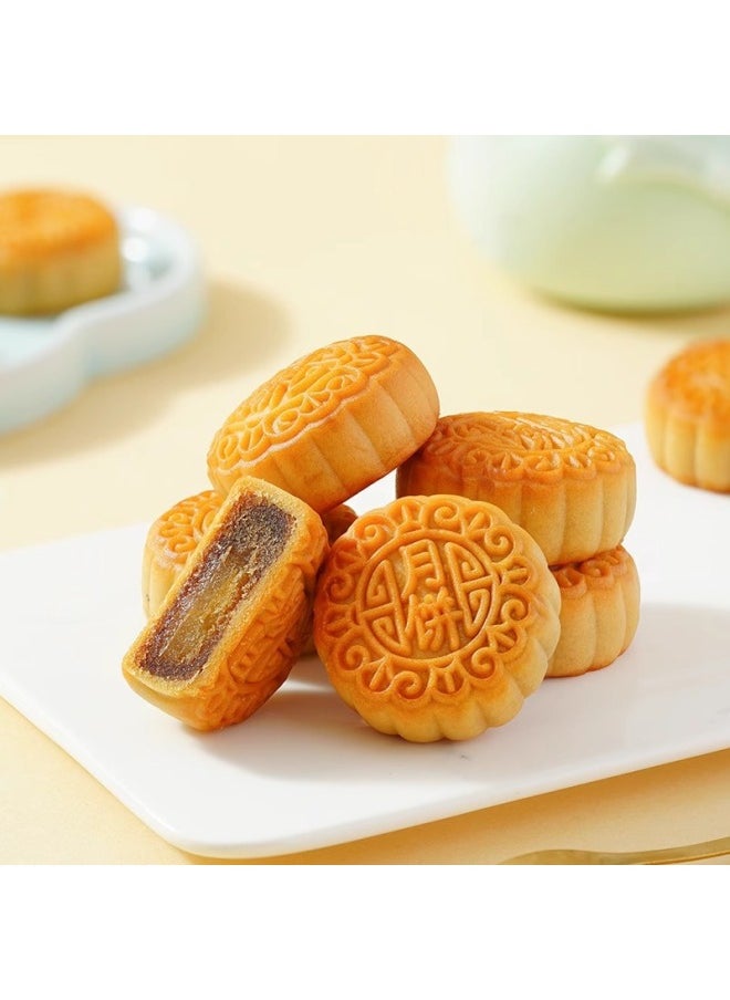 Generic Mini Fruit Moon Cake Five Kernel Strawberry Hami Melon Mixed Flavor Small Moon Cake Handmade Snack Food Breakfast-Specifications:(boxed) Five-nut Large Mooncake 500g*1 Piece-Color:Standard  - Image 4