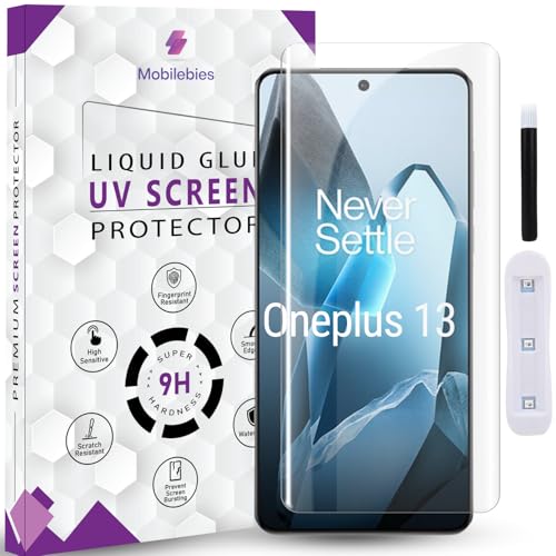 Mobilebies® Premium HD+ UV Tempered Glass Screen Protector For Oneplus 13 5G (6.82 Inch, Pack of 1) Full Adhesive HD Glass UV Curved Screen Protector Case Friendly with installation kit & Guide - Image 1