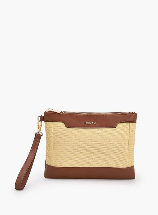 Textured Clutch With Detachable Wristlet Strap