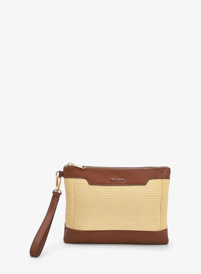بابريكا Textured Clutch With Detachable Wristlet Strap