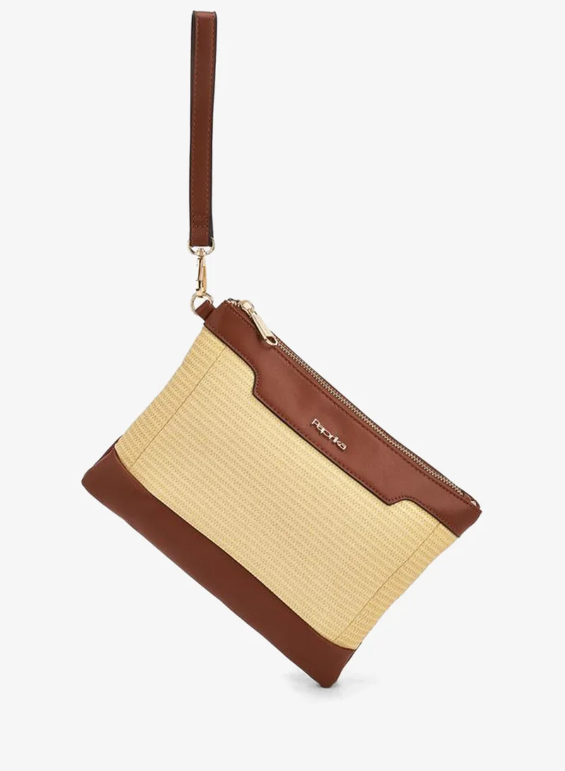 Paprika TAN Textured Clutch With Detachable Wristlet Strap for Women | Best Price UAE