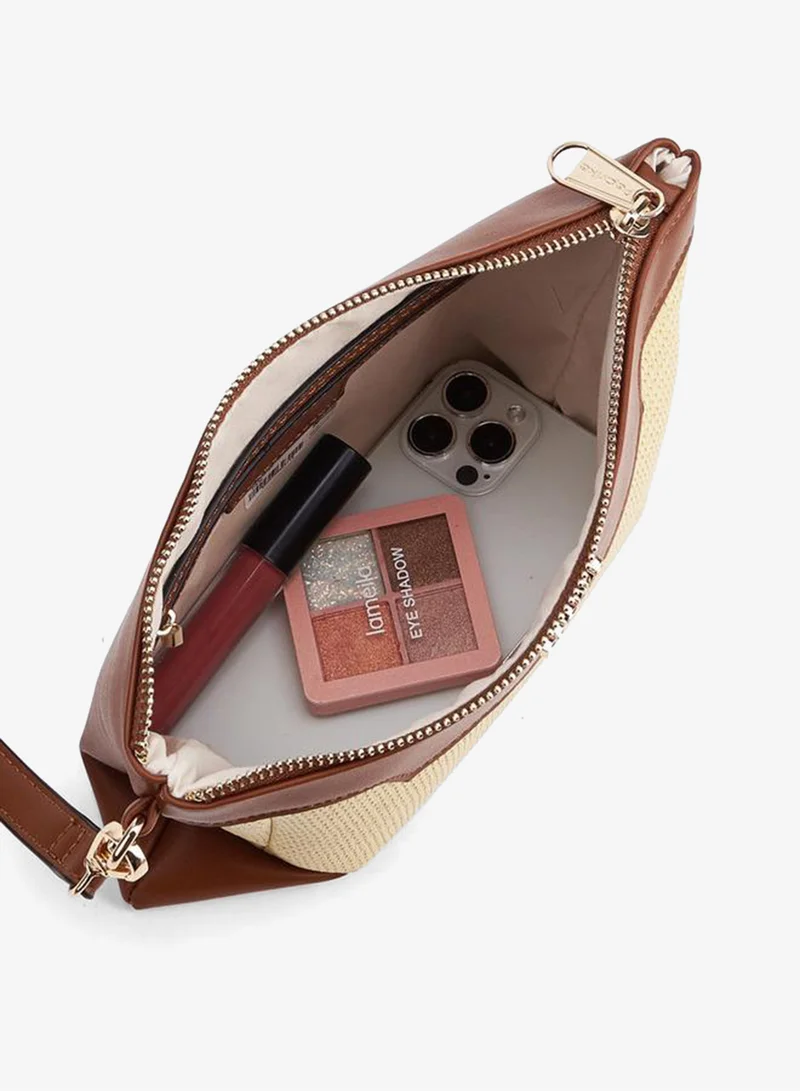 Paprika TAN Textured Clutch With Detachable Wristlet Strap for Women | Best Price UAE
