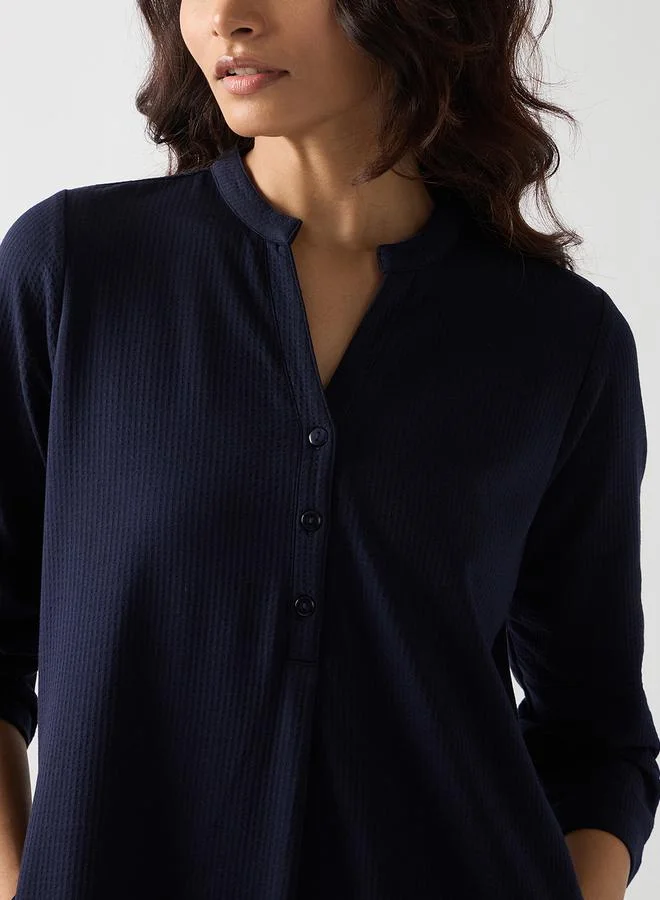 Femmella navy blue Navy Blue Cotton Knit Maxi Dress with 3/4 Sleeves for Women | Best Price UAE