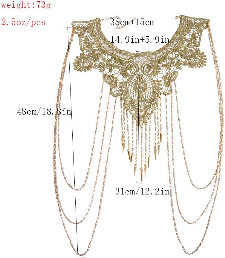 Aomcisi Gold Fine Chain Flower Lace Bikini Body Chain Necklace Jewelry for Women - Image 1