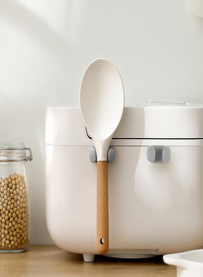MXY Self-adhesive Rice Scoop Holder - Strong Sticky Spoon Storage Stand for Rice Cooker or Smooth Surface, Gray - Image 3