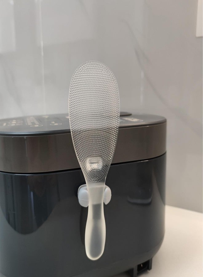 MXY Self-adhesive Rice Scoop Holder - Strong Sticky Spoon Storage Stand for Rice Cooker or Smooth Surface, Gray - Image 2