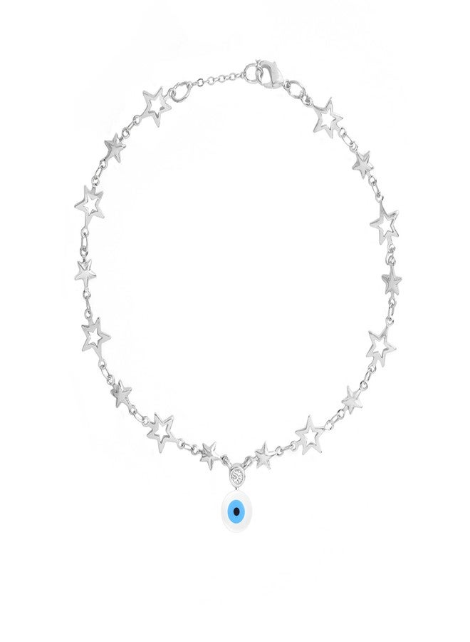 MINUTIAE Silver-Plated Motif Chain Anklet for Women's & Girls_MNT0386RD_S - Image 2