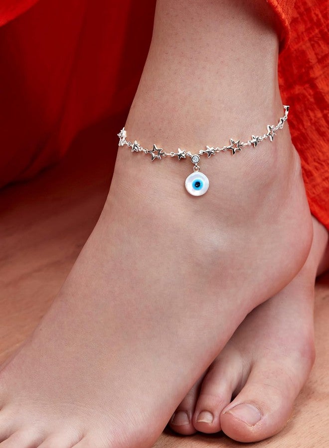 MINUTIAE Silver-Plated Motif Chain Anklet for Women's & Girls_MNT0386RD_S - Image 4