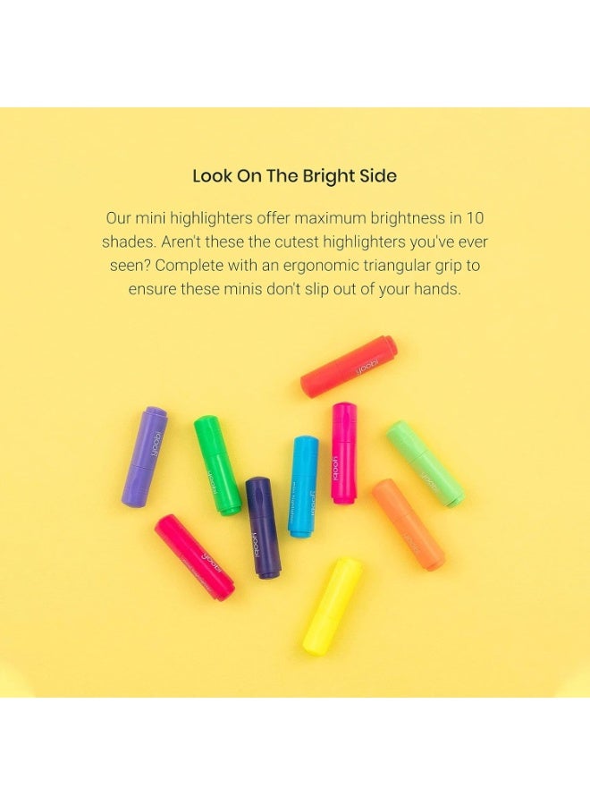 Yoobi Mini Highlighter Set - Set of 10 Cute, Bright Chisel Tip Liquid Highlighters - Red, Pink, Green, Purple, Yellow, and More, Non-Toxic Colored School Supplies Highlighters Set with Case - 10 Pack - Image 5